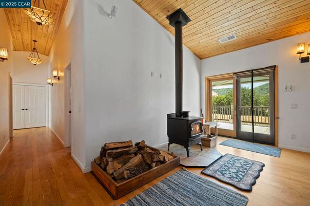 Fireplace, Interior, Pendant Lights, Wooden Ceilings, Wood Texture Flooring