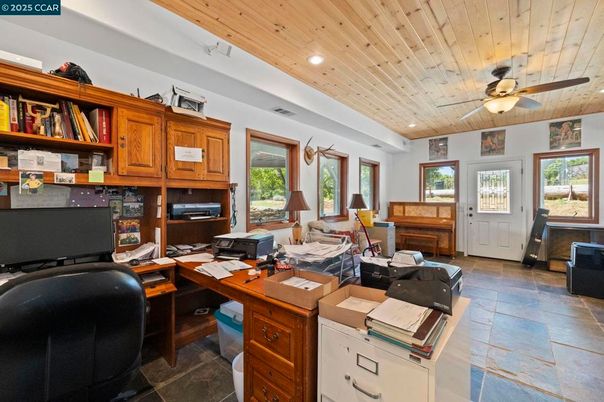 Home Office, Interior, Recessed Lighting, Wooden Ceilings