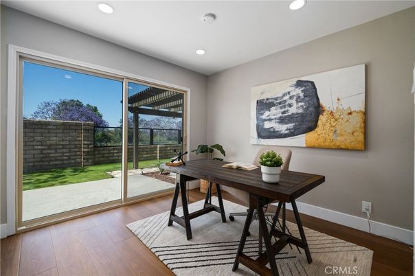 Home Office, Interior, Recessed Lighting, Wood Texture Flooring
