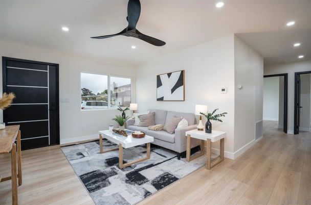 Interior, Living room, Recessed Lighting, Wood Texture Flooring