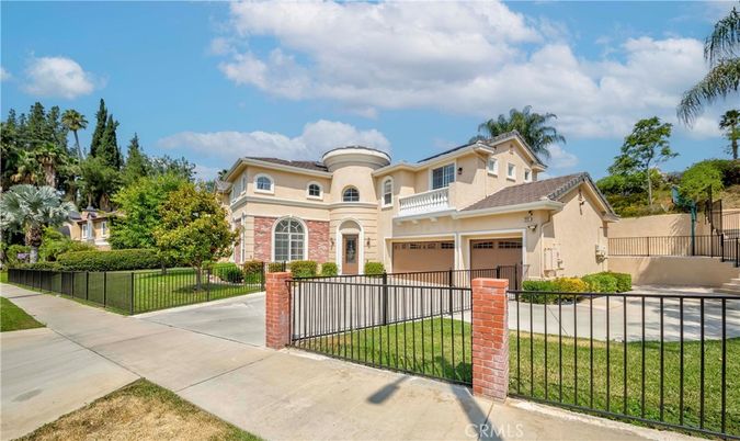 Attached, Backyard, Exterior, Facade, Brick Facade, Mediterranean