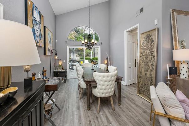 Chandelier, Dining room, Interior, Pendant Lights, Wood Texture Flooring
