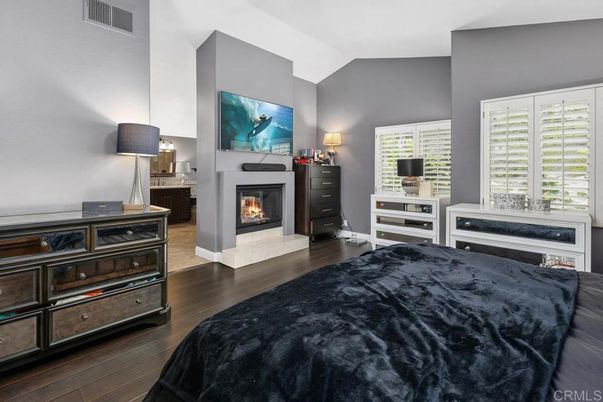 Bedroom, Fireplace, Interior, Wood Texture Flooring