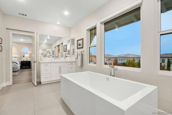 Bathroom, Bedroom, Dual Sink Vanities, Free Standing Baths, Interior, Recessed Lighting
