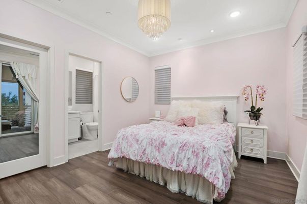 Bathroom, Bedroom, Chandelier, Interior, Recessed Lighting, Wood Texture Flooring