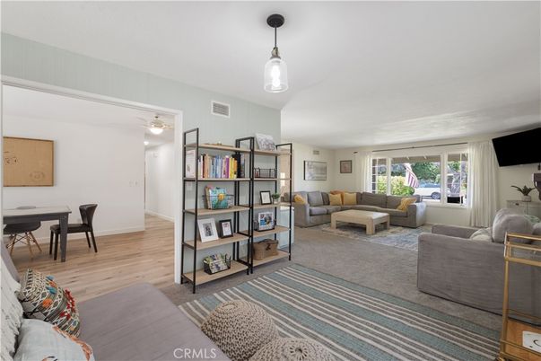 Dining room, Interior, Living room, Pendant Lights, Wood Texture Flooring