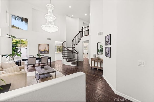 Chandelier, Dining room, Interior, Living room, Recessed Lighting, Wood Texture Flooring