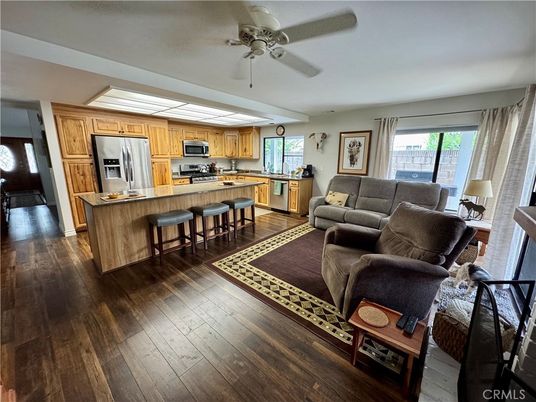 Interior, Kitchen, Living room, Stainless Steel Appliances, Wood Texture Flooring