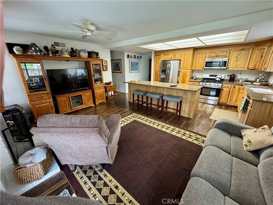 Interior, Kitchen, Living room, Stainless Steel Appliances, Wood Texture Flooring