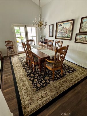 Chandelier, Dining room, Interior, Wood Texture Flooring