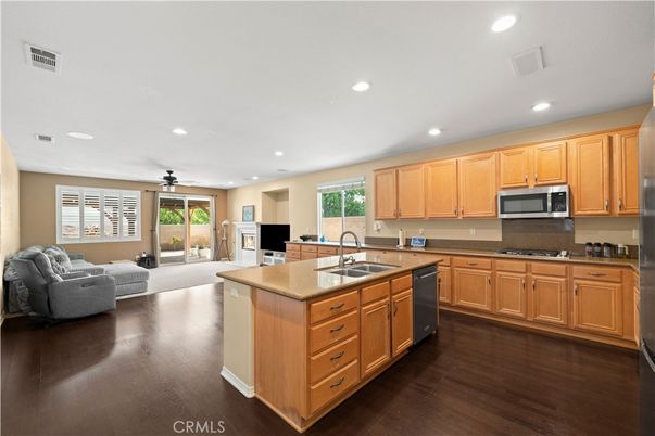 Interior, Kitchen, Living room, Recessed Lighting, Wood Texture Flooring