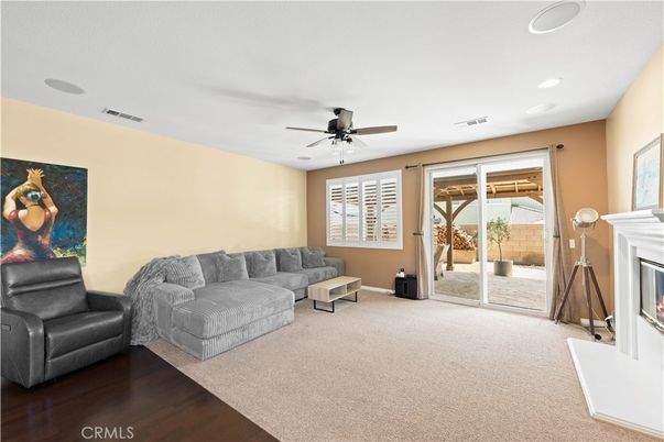 Fireplace, Interior, Recessed Lighting, Wood Texture Flooring