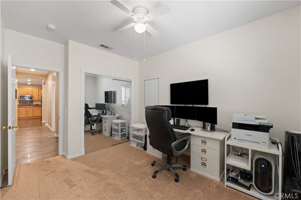 Home Office, Interior, Recessed Lighting, Wood Texture Flooring