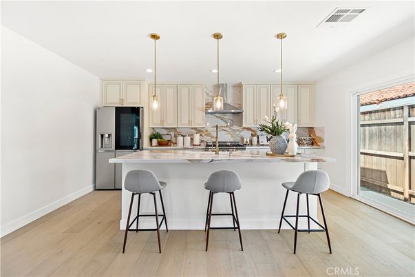 Interior, Kitchen, Pendant Lights, Recessed Lighting, Wood Texture Flooring