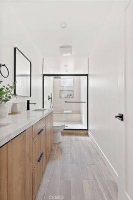 Bathroom, Dual Sink Vanities, Interior, Wood Texture Flooring