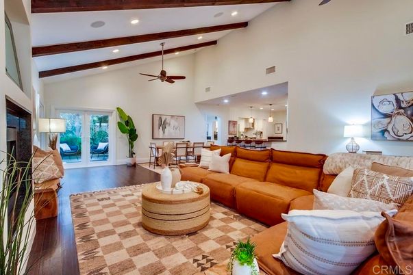 Dining room, Interior, Kitchen, Living room, Pendant Lights, Recessed Lighting, Wooden Beams, Wood Texture Flooring