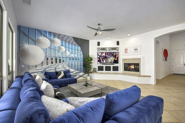 Fireplace, Interior, Living room, Recessed Lighting