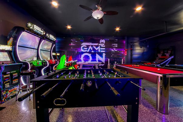 Billiard Table, Game Room, Interior, Recessed Lighting