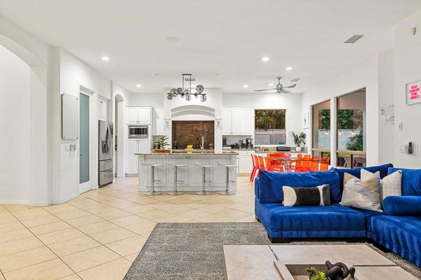Dining room, Interior, Kitchen, Living room, Pendant Lights, Recessed Lighting, Stainless Steel Appliances