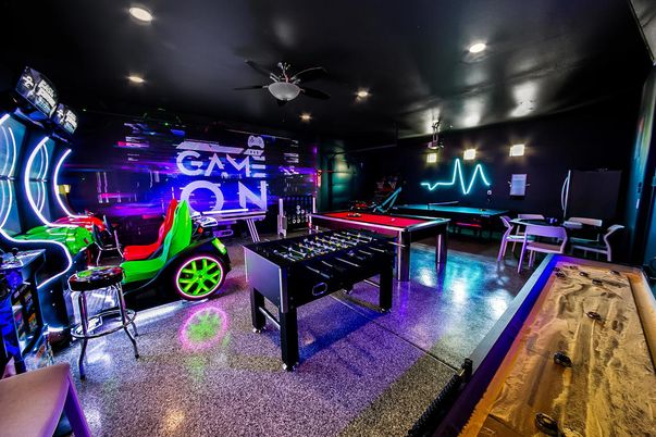 Billiard Table, Game Room, Interior, Recessed Lighting