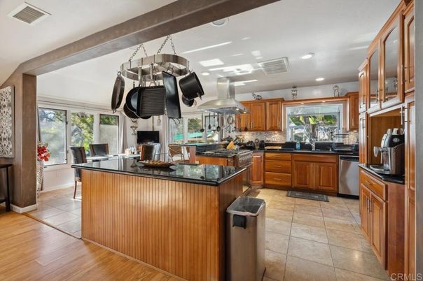 Dining room, Interior, Kitchen, Recessed Lighting, Stainless Steel Appliances, Wood Texture Flooring