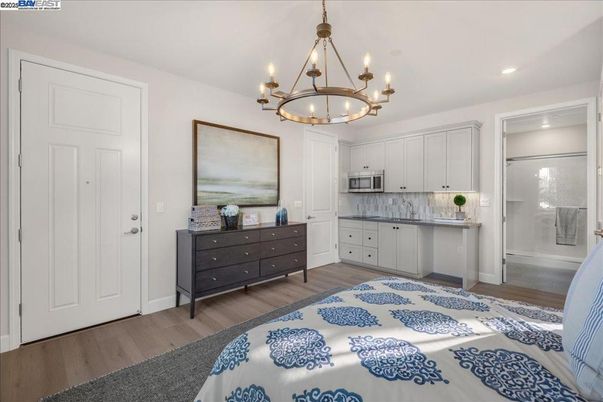 Chandelier, Interior, Kitchen, Recessed Lighting, Wood Texture Flooring