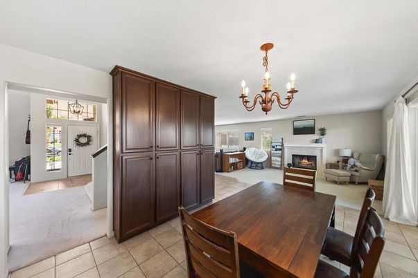 Chandelier, Dining room, Fireplace, Interior, Living room