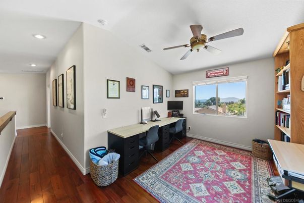 Home Office, Interior, Recessed Lighting, Wood Texture Flooring