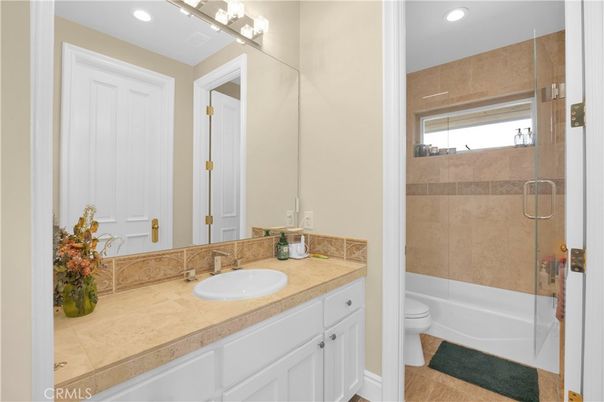 Bathroom, Glass Shower, Interior, Recessed Lighting, Tile Countertops