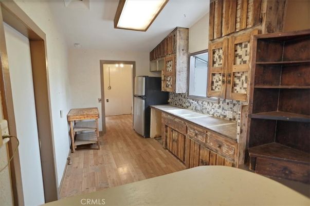 Interior, Kitchen, Tile Countertops, Wood Texture Flooring