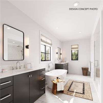 Bathroom, Dual Sink Vanities, Free Standing Baths, Interior, Recessed Lighting