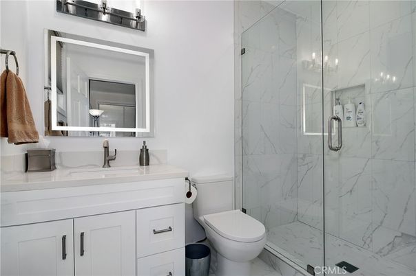 Bathroom, Glass Shower, Interior, Marble Walls