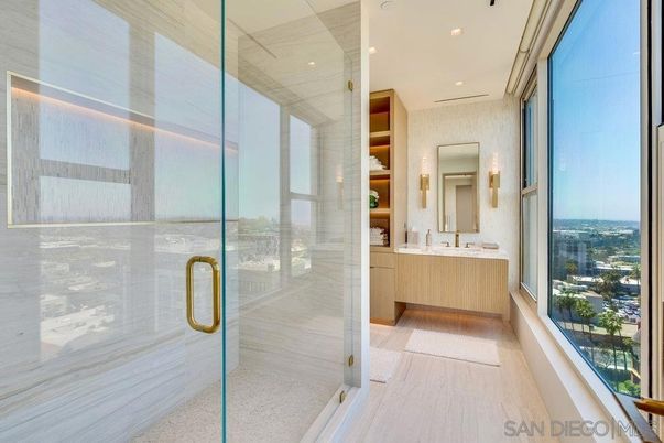 Bathroom, Glass Shower, Interior, Recessed Lighting