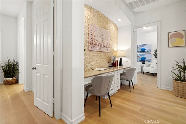 Home Office, Interior, Recessed Lighting, Wood Texture Flooring