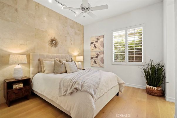 Bedroom, Interior, Stone Walls, Wood Texture Flooring