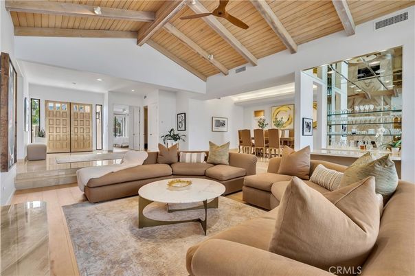 Fireplace, Interior, Living room, Recessed Lighting, Wooden Beams, Wooden Ceilings