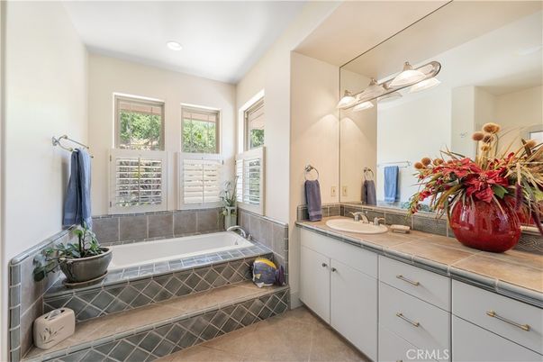 Bathroom, Dual Sink Vanities, Interior, Recessed Lighting, Tile Countertops
