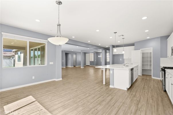 Interior, Kitchen, Pendant Lights, Recessed Lighting, Wood Texture Flooring