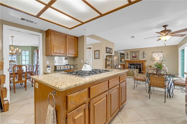 Chandelier, Dining room, Fireplace, Interior, Kitchen