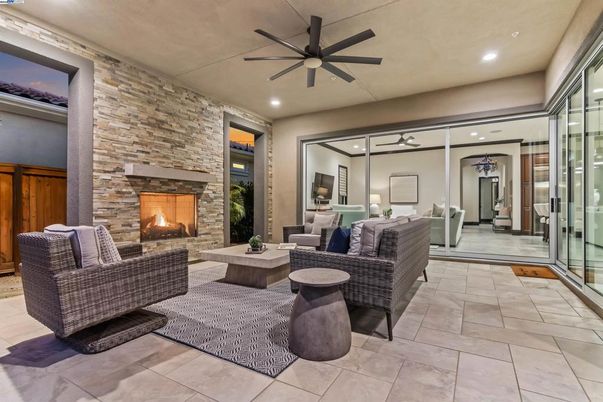 Exterior, Fireplace, Interior, Living room, Recessed Lighting, Stone Walls