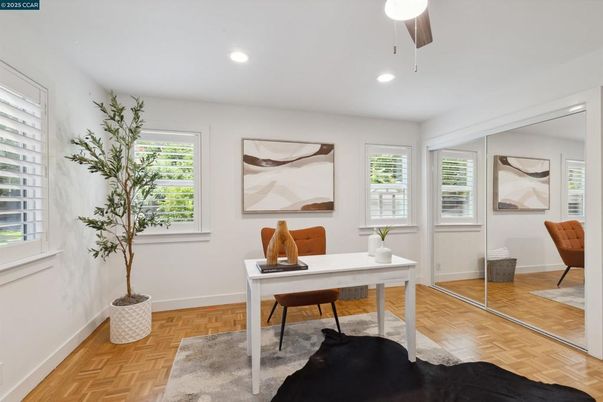 Home Office, Interior, Recessed Lighting, Wood Texture Flooring
