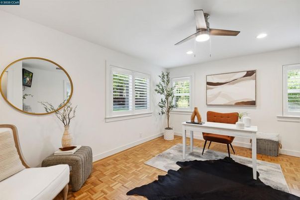 Home Office, Interior, Recessed Lighting, Wood Texture Flooring