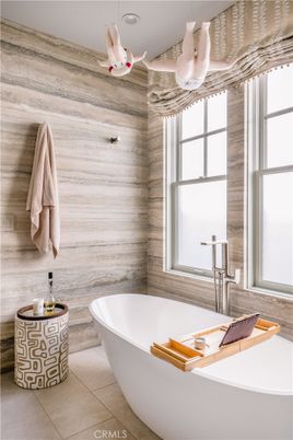 Bathroom, Free Standing Baths, Interior, Recessed Lighting, Wooden Walls