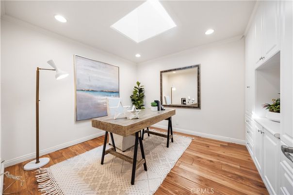 Home Office, Interior, Recessed Lighting, Wood Texture Flooring