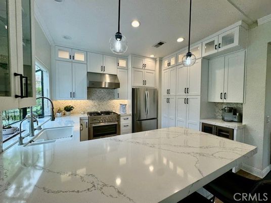 Interior, Kitchen, Pendant Lights, Recessed Lighting, Stainless Steel Appliances