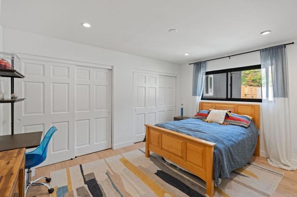 Bedroom, Home Office, Interior, Recessed Lighting, Wood Texture Flooring