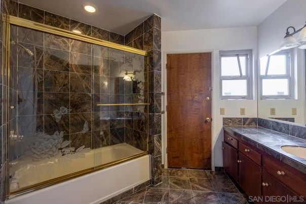 Bathroom, Glass Shower, Interior, Recessed Lighting, Tile Countertops