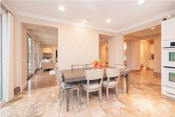 Dining room, Interior, Kitchen, Recessed Lighting, Wood Texture Flooring