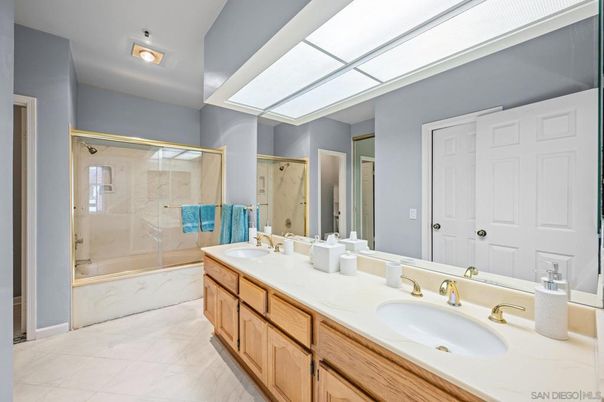 Bathroom, Dual Sink Vanities, Glass Shower, Interior, Marble
