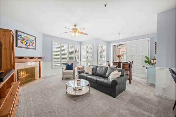 Dining room, Fireplace, Interior, Living room, Pendant Lights